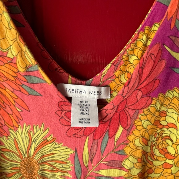 🔥Tabitha Webb Floral Soft RETRO FLORAL MOD 1960’s style Maxi Dress Pockets S - Picture 3 of 5